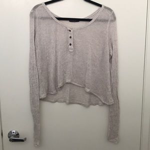 Brandy Melville sheer cropped beige sweater OS